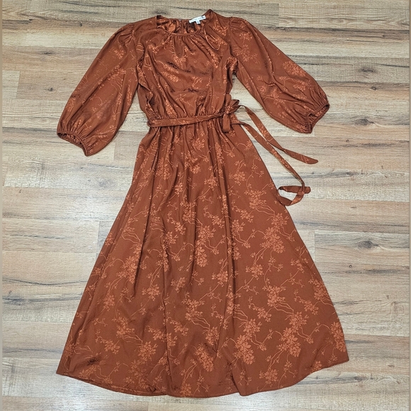 Sandra Darren Dresses & Skirts - Sandra Darren Rust Floral Long Sleeve Dress 6